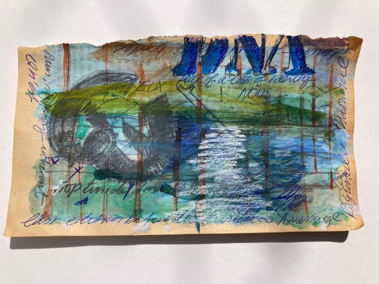 Drawing showing a river and a pretzel