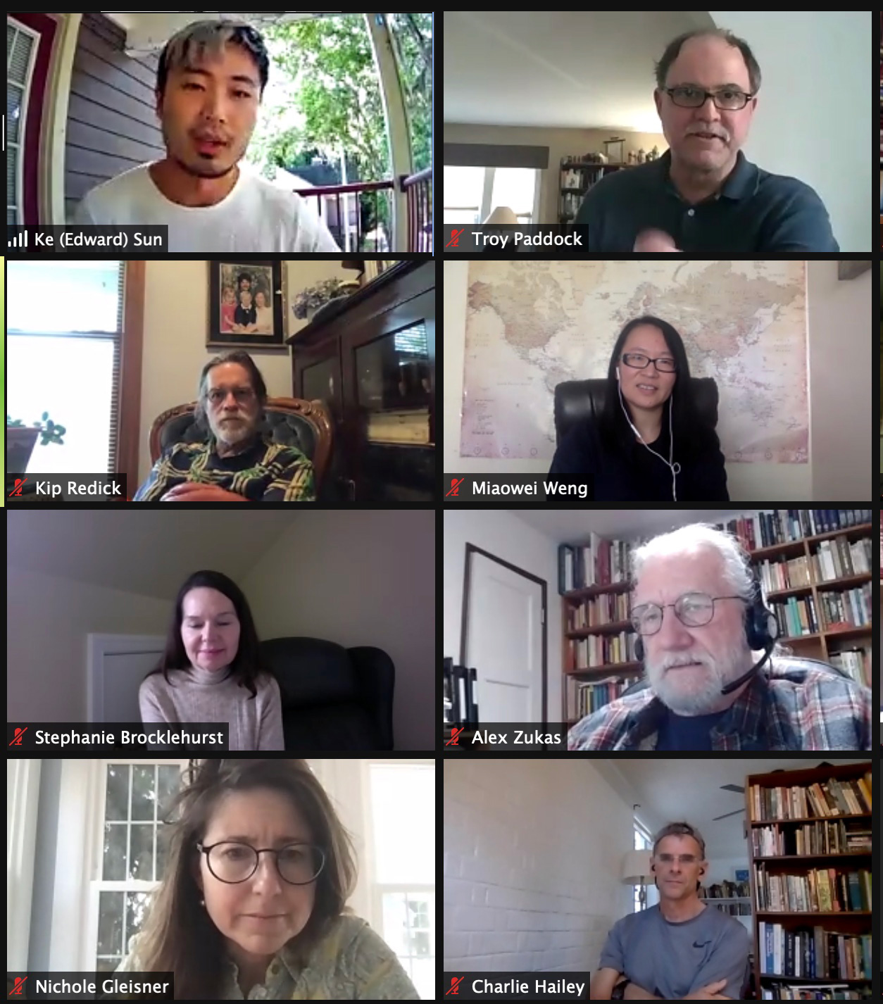 Zoom screenshot of 8 conference attendees